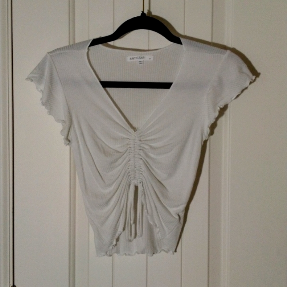 White Tie Scrunch Blouse